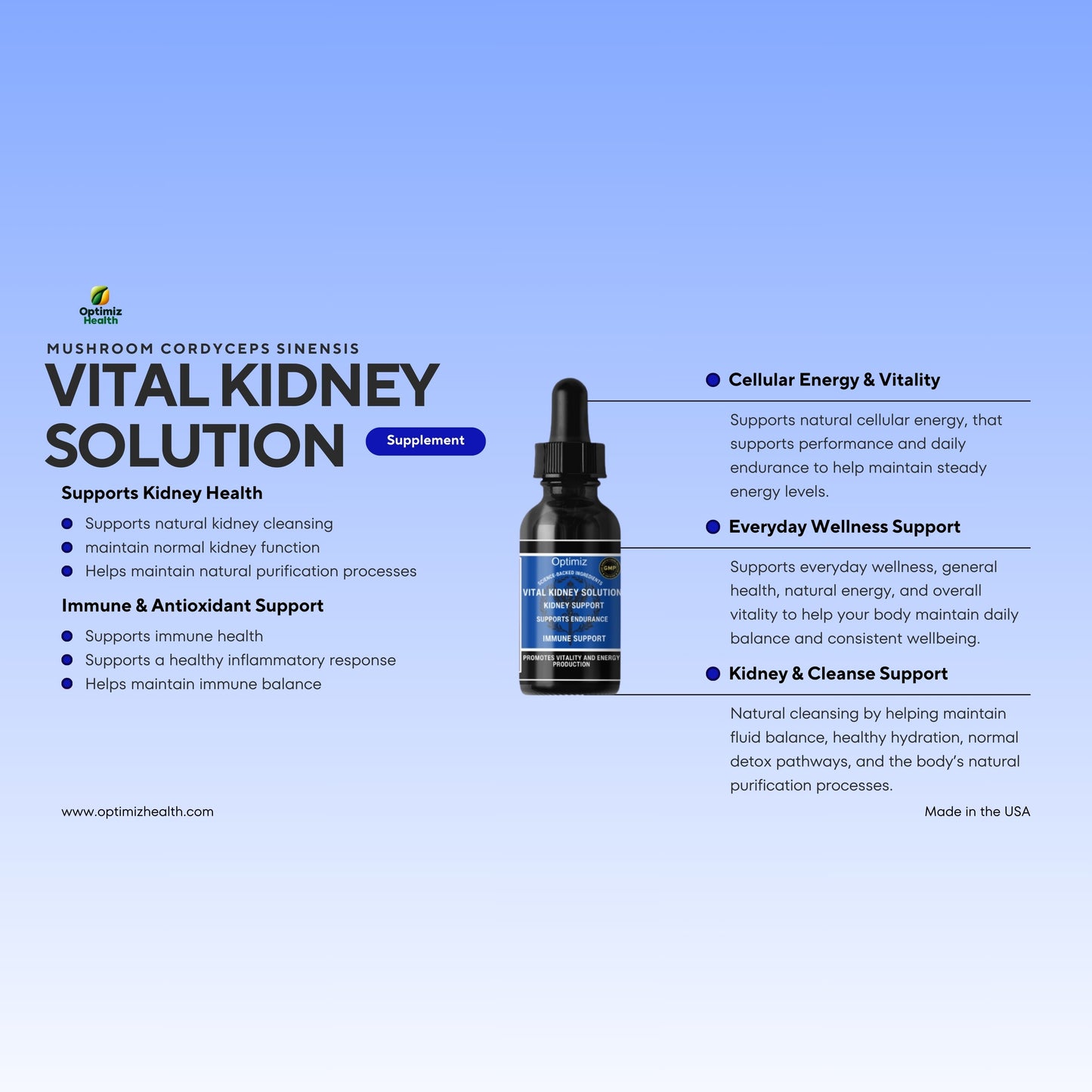 Vital Kidney Solution Dropper – Mushroom Cordyceps Sinensis 1000mg